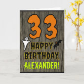 33e verjaardag: Spooky Halloween Thema, aangepaste Kaart (Gele Bloem)