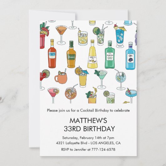 33e verjaardag uitnodiging Cocktail Contemporary (Voorkant)