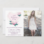 33e verjaardag uitnodiging Foto Elegant Flower (Voorkant)