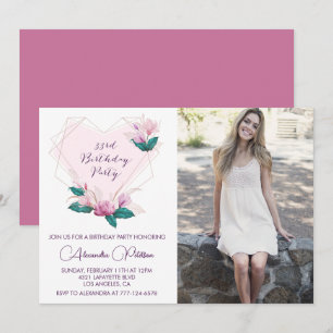 33e verjaardag uitnodiging Foto Elegant Flower