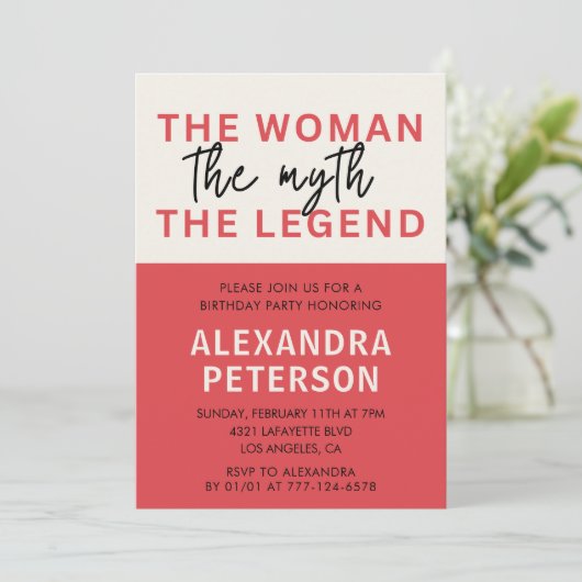 33e verjaardag uitnodiging Funny Woman Myth Legend (Staand voorkant)