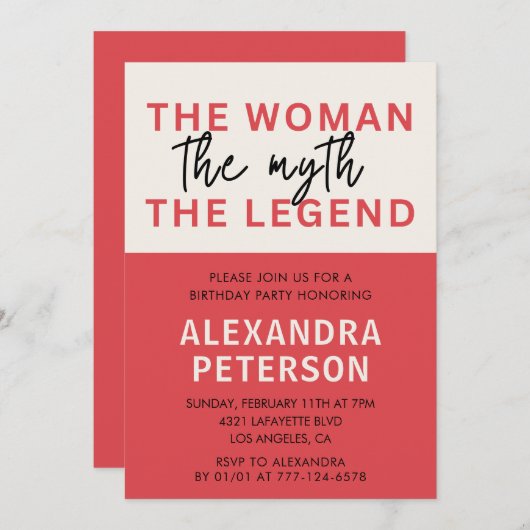 33e verjaardag uitnodiging Funny Woman Myth Legend (Voorkant / Achterkant)