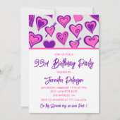 33e verjaardag uitnodiging Glam Pink Heart (Voorkant)