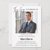 33e verjaardag uitnodiging Mannen Foto Elegant (Voorkant)