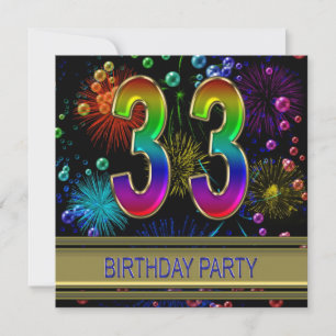 33e verjaardag Uitnodiging met bubbels