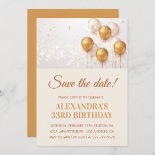 33e verjaardag uitnodiging Save the date Gold