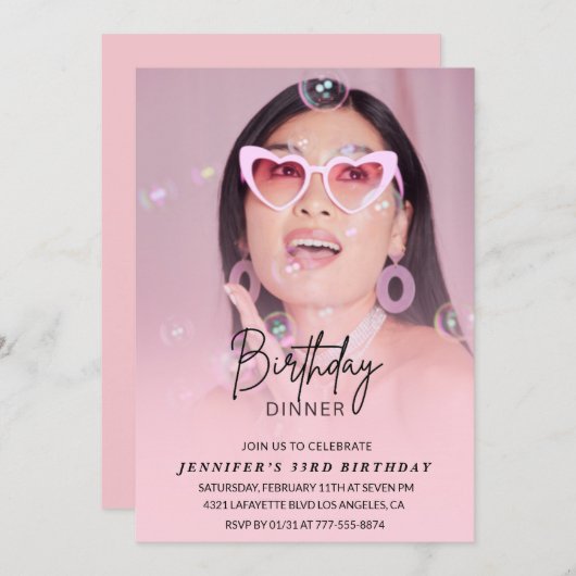 33e verjaardag uitnodiging Verjaardag Diner Foto (Voorkant / Achterkant)