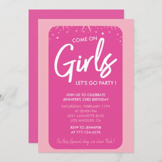 33e verjaardag uitnodigingen Elegant Meisje Hot Pi (Voorkant / Achterkant)