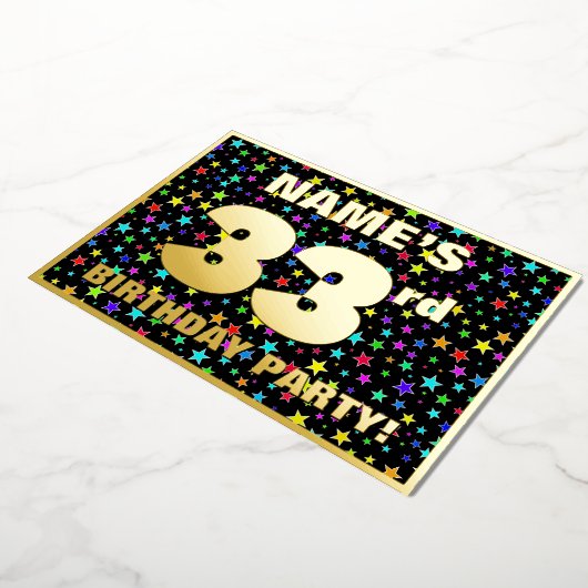 33e verjaardag van de Vreugde - Fun, kleurrijk ste Folie Uitnodiging (Gedraaid)