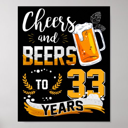 33e verjaardag van kaas en bier van 33 jaar poster (Voorkant)