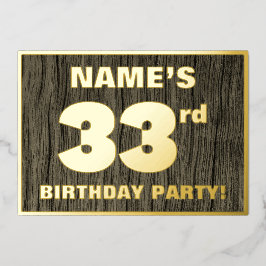 33e verjaardag: Vet, Houtgrijnpatroon Folie Uitnodiging