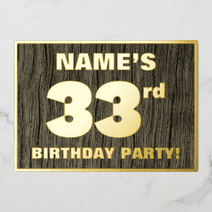33e verjaardag: Vet, Houtgrijnpatroon Folie Uitnodiging