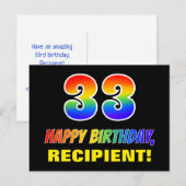 33e verjaardag: Vet, Vun, Eenvoudig, Regenboog 33 Briefkaart (Voorkant / Achterkant)