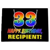 33e verjaardag: Vet, Vun, Eenvoudig, Regenboog 33 Groot Cadeauzakje (Voorkant)