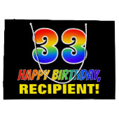 33e verjaardag: Vet, Vun, Eenvoudig, Regenboog 33 Groot Cadeauzakje (Achterkant)