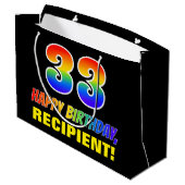 33e verjaardag: Vet, Vun, Eenvoudig, Regenboog 33 Groot Cadeauzakje (Achterkant Gekanteld)