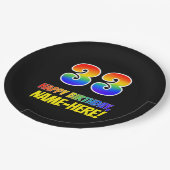 33e verjaardag: Vet, Vun, Eenvoudig, Regenboog 33 Papieren Bordje (Gekanteld)