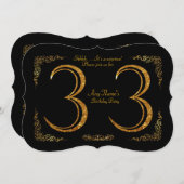 33e, Verjaardagsfeest 33e, grote Gatsby, zwart & g Kaart (Voorkant / Achterkant)