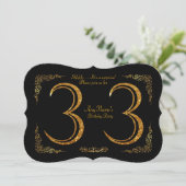 33e, Verjaardagsfeest 33e, grote Gatsby, zwart & g Kaart (Staand voorkant)