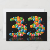 33e verjaardagsfeest, met bubbels en ballen kaart (Voorkant)