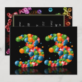 33e verjaardagsfeest, met bubbels en ballen kaart (Voorkant / Achterkant)