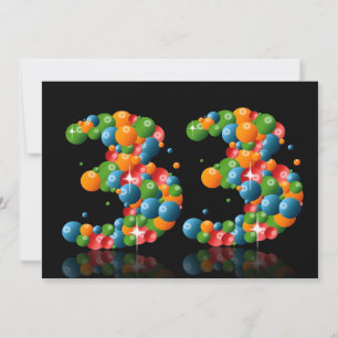 33e verjaardagsfeest, met bubbels en ballen kaart