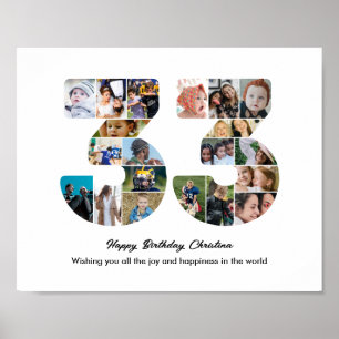 33e verjaardagsfeest Nummer 33 Fotocollage Poster