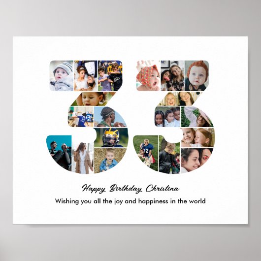 33e verjaardagsfeest Nummer 33 Fotocollage Poster (Voorkant)