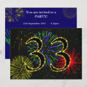 33e verjaardagsfeest uitnodigen kaart (Voorkant / Achterkant)