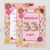 33e verjaardagsfeestje met bloemenfeest lijst kaart (Voorkant / Achterkant)