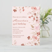 33e verjaardagsuitnodiging Boho Bloem Chic Kaart (Staand voorkant)
