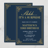 33e verjaardagsuitnodiging Verrassing Verjaardag M Kaart (Voorkant / Achterkant)