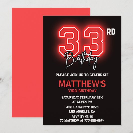 33e verjaardagsuitnodigingen mannen Verjaardag Kaart (Voorkant / Achterkant)