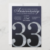 33rd Anniversary Diamond Silver Navy Blue Kaart (Voorkant)