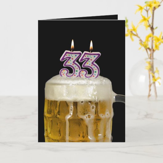 33rd Birthday Beer on black Kaart (Gele Bloem)
