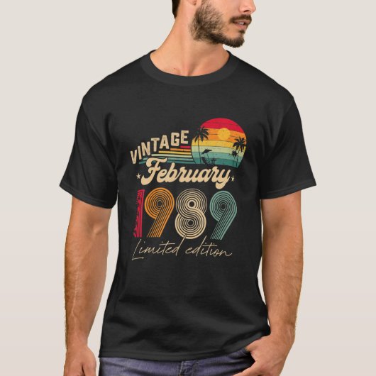 33Rd Birthday Gift Mannen  februari 1989 33 Ye T-shirt (Voorkant)
