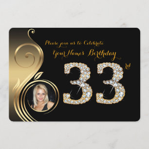 33rd, Birthday Invitation, Number Diamond, Foto 2 Kaart