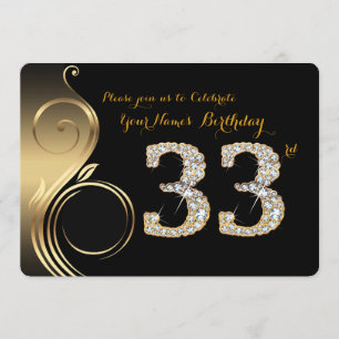 33rd, Birthday Invitation, Number Diamond,Foto Kaart
