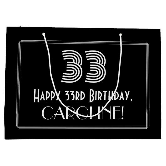 33ste verjaardag — Art Deco geïnspireerd look "33" Groot Cadeauzakje (Achterkant)