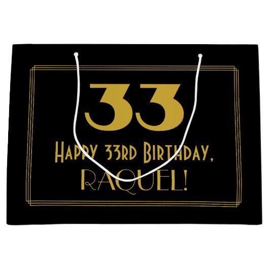 33ste verjaardag — Art Deco geïnspireerd look "33" Groot Cadeauzakje (Voorkant)