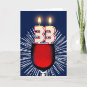33ste Verjaardag met wijn en kaarsen Kaart (Voorkant)