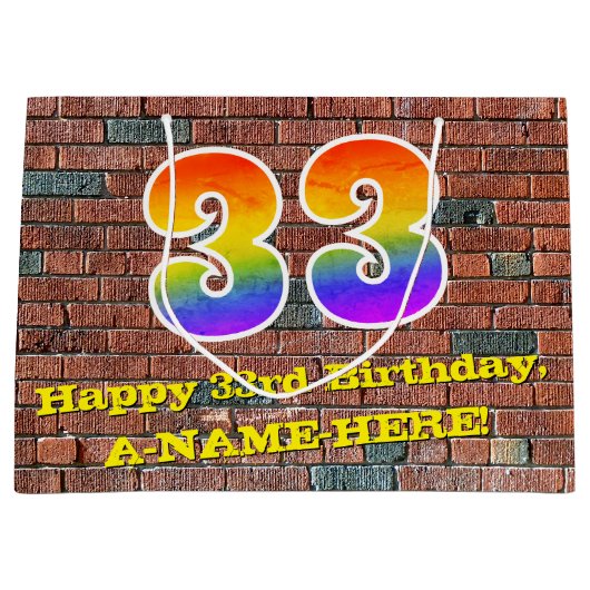 33ste verjaardag: Plezier, op graffiti geïnspireer Groot Cadeauzakje (Voorkant)