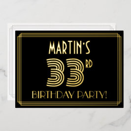 33ste verjaardagsfeestje — Art Deco-stijl “33” + n Folie Uitnodiging