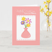 3414 Niece Birthday Flowers, Religieuze Kaart (Gele Bloem)