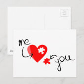 349631 RED PUZZZLE HEART ME JE VERMIST JE BRIEFKAART (Voorkant / Achterkant)