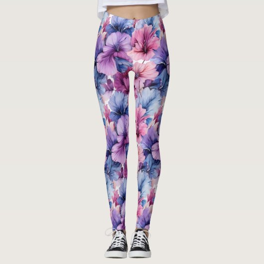 #34 Bloemen patroon Leggings (Voorkant)