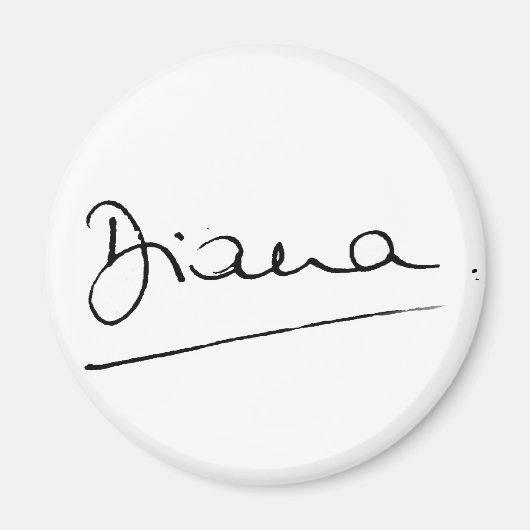 34 De handtekening van prinses Diana. Magneet (Voorkant)