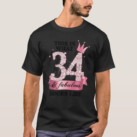 34 & Fabulous I Pink White Party Group Candid Phot T-shirt (Voorkant)