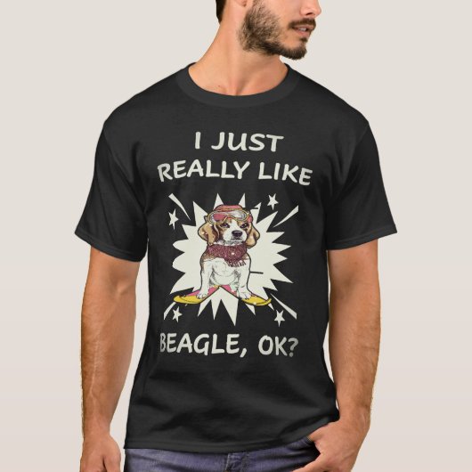 34 Ik vind Beagle gewoon echt leuk T-shirt (Voorkant)