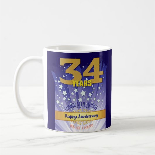 34 Jaar CUSTOM Recovery Jubileum Bold Numeral Koffiemok (Links)